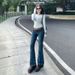 ELLE Free Shipping American Style Retro Low Waist Stretch Slim Fit Versatile Flared Jeans Women Long Pants Dropshipping_mkmklike.com