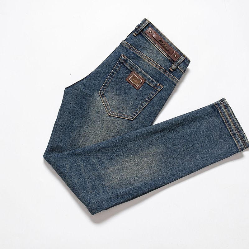Guangzhou Xintang Jeans Men's Light Luxury Korean Version Thick Elastic Slim Fit Washed Blue Old Buddha Original Label_mkmklike.com