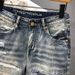 Men's Clothing Summer Thin Fashion Ripped Patch Denim Shorts Men's Trendy Brand All Match Cat Whisker Distressed Beggar Five Point Pants_mkmklike.com