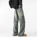 Men's Vintage Washed Cargo Jeans With 3D Pockets – Retro Workwear Pants | Distressed Denim For Street Style_mkmklike.com