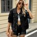 Women's Clothing Summer Washed Slim Loose Short Sleeved Denim Jacket Tops_mkmklike.com
