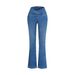 Women's Clothing Denim Flared Pants European American Style Crossover Elastic Waist Hip Lifting Design Women's Clothing_mkmklike.com
