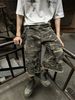 Men's Clothing Retro Destroyed Washed Pocket Workwear Camouflage Cropped Pants Men And Women Trendy Loose Casual Straight Shorts_mkmklike.com