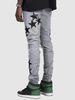 K New Star Patterned Fashionable High Street Denim Pants For Men, Slim Fit, Elastic And Handsome Pants_mkmklike.com
