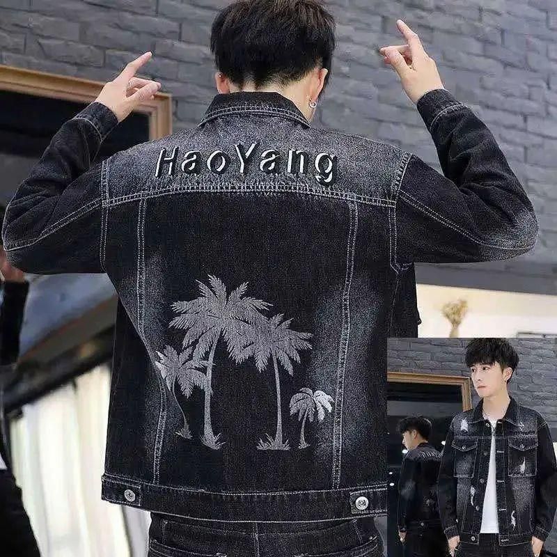 Men's Denim Jacket Spring And Autumn New Korean Version Slim Casual Tooling Jacket Trendy Lapel Top Jacket Jacket Gown_mkmklike.com