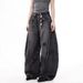 Vintage High Street Distressed Cat Whisker Wide Leg Denim Jeans For Men & Women - Cleanfit Straight Cut With Deconstructed Panels_mkmklike.com