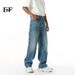 EF JEANS | 2025 Spring New American High Street Lightning Ripple Cat Shave Washed Blue Straight Jeans_mkmklike.com