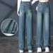 High-waisted Narrow-fit Denim Wide-leg Pants For Tall Women, 2026 Spring New Style, Slimming Straight-leg Pants,_mkmklike.com