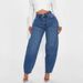 Vintage Lantern-Shaped Women's Jeans - Loose Fit Relaxed Harem Pants With Retro Wash & Button Details_mkmklike.com