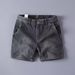 Men's Vintage Washed Denim Shorts - Classic Retro Style, Slim Fit, Mid-Rise, Stretch Comfort (Black, Blue)_mkmklike.com