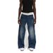 Streetwear Distressed Denim Jeans For Men – Blue & White Patchwork Straight-Leg Pants With Cat Whisker Detailing (S-3XL)_mkmklike.com