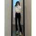 Trendy Girl Closet Trendy Girl Closet 2025 Autumn Winter New Black High Waist Slim Fit Flared Jeans For Women, Tall Slimming,Floor_mkmklike.com