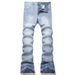 Men's Slim Fit Stretch Jeans Rhinestone Embellished Heavy Duty Flared Pants High Street Trendy Denim_mkmklike.com