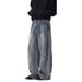 Vintage American Distressed Denim Jeans For Men - Relaxed Straight Leg Wide Cut Retro Style Comfortable Cotton Pants_mkmklike.com