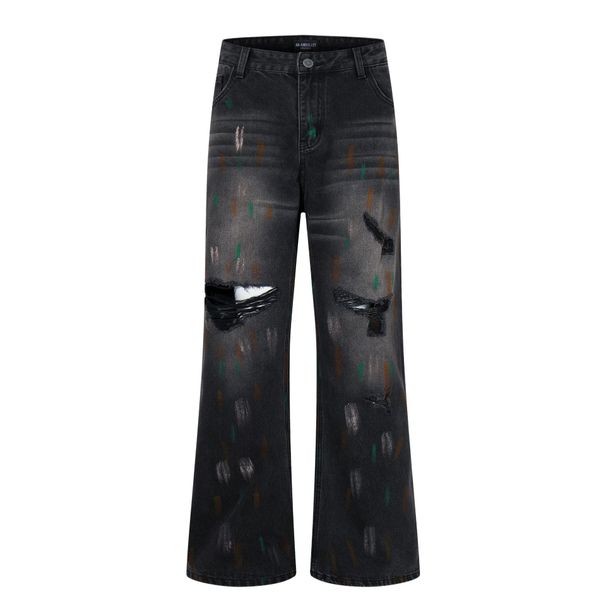 Men's Slightly Flared Jeans – High Street Wide Leg Trousers With Straight Fit (Black/Blue, S-XXXL)_mkmklike.com