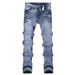 Light Blue Men's Skinny Jeans Stretchy Slim Fit Casual Fashionable Trousers_mkmklike.com