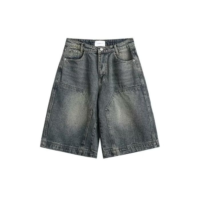 Men's Thin Denim Shorts Summer Style Straight Leg Five Point Pants Trendy Casual High Street Mid Length_mkmklike.com
