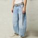 Women's Loose Fit Straight Leg Jeans - High Waisted Washed Wide Leg Pants With Dropped Hem For Casual Streetwear_mkmklike.com
