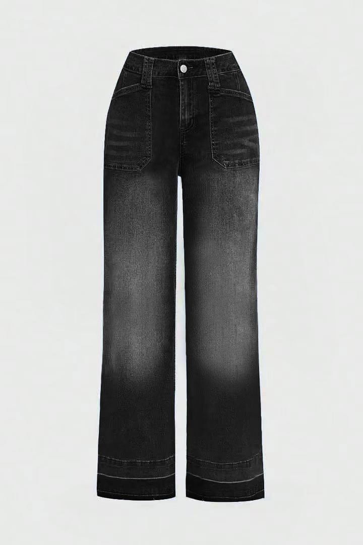 K New Women's Straight Leg Loose Versatile Denim Jeans_mkmklike.com