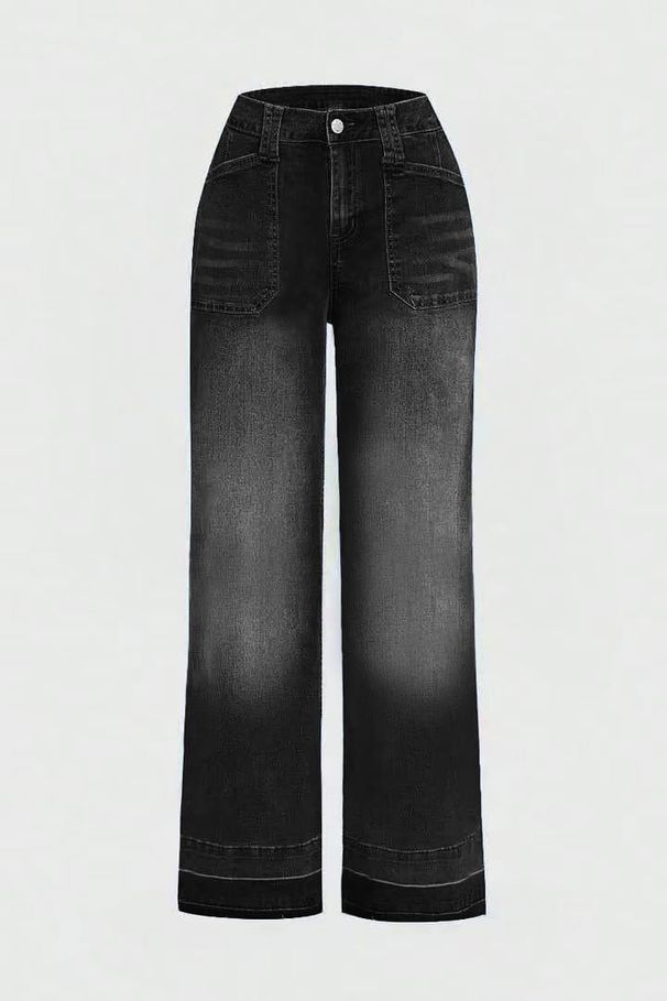 K New Women's Straight Leg Loose Versatile Denim Jeans_mkmklike.com