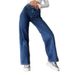 Women's Wide Leg Jeans – High-Waisted Comfort Fit, Dark Blue Denim For Autumn (Sizes 25-32)_mkmklike.com