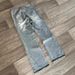 Vintage Washed Distressed Embroidery Jeans High-Street Style Relaxed Straight-Leg Fit For Men & Women Blue Black Cotton_mkmklike.com
