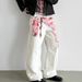 Men's Digital Print Faux Two-Piece Jeans – Oversized Wide-Leg Streetwear Pants With Curved Hem_mkmklike.com