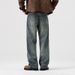 Men's Clothing Autumn New Style Washed Distressed Jeans Men's Retro Loose Floor Length Straight Leg Pants_mkmklike.com