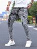 Men's Jeans With Elastic Holes, Dark Gray Leggings, Slim Fit And Versatile, Multi Craft Design, Men's Pants_mkmklike.com