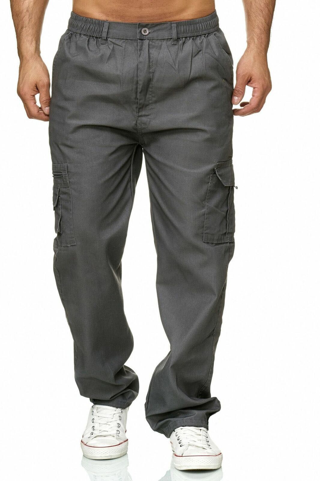 Men's Casual Multi-Pocket Loose Straight Cargo Pants Outdoor Fitness Pants_mkmklike.com