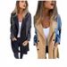 Women’s Loose-Fit Denim Jacket – Lapel Long Sleeve Mid-Length Coat With Splicing Design (S-5XL, Black/Navy Blue)_mkmklike.com