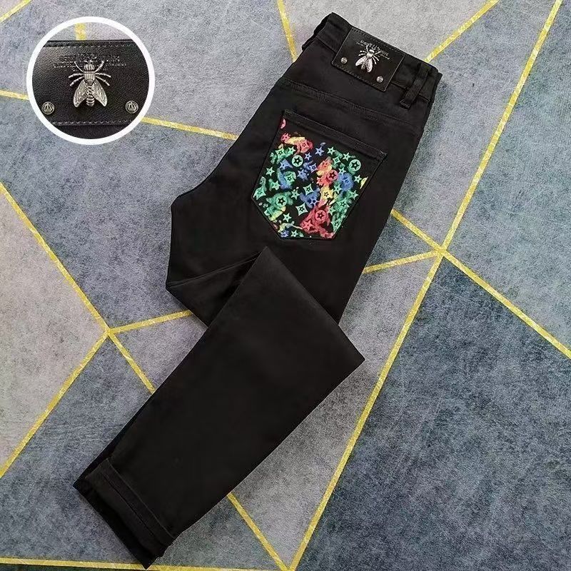 European Spring/summer Black Jeans For Men, High-end Trendy Brand, Stretch Slim Fit, Fashionable Casual Versatile Long_mkmklike.com