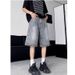 Men's Clothing Denim Shorts Men's Summer Trendy Brand Handsome Loose Casual Distressed Wide Leg Shorts_mkmklike.com