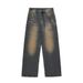 Color Block Washed Wide-Leg Jeans For Men Oversize Loose Casual Dad Hip-Hop Trend Straight-Leg Long Pants_mkmklike.com
