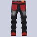 Men's Slim Fit Stretch Ripped Jeans - Black Skinny Denim Pants With Distressed Details For Casual Wear_mkmklike.com