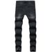 Men's Slim Fit Black Distressed Jeans - Stretch Denim Pants With Tapered Leg & Ripped Details - Casual Streetwear For Young Adults (S-2xl)_mkmklike.com