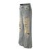 Men's Clothing Street Fashion 2024 Trendy High End Washed Dirty Old Hole Design Men's Loose Straight Jeans_mkmklike.com