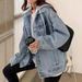 Women's Clothing Casual Denim Hooded Jacket – Loose Fit, Lightweight & Stylish For Spring & Fall (Black, Blue)_mkmklike.com