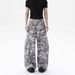 New American High Street Gray White Camouflage Washed Workwear Jeans Wide Leg Curved Blade Loose Casual Pants for Men Women_mkmklike.com