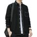 Autumn Men's Cotton Denim Korean Version Loose Inch Top Long Sleeved Shirt Black Trendy Cool Jacket Large Size_mkmklike.com