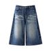 Unisex Vintage Washed Denim Shorts Retro High-Waisted Relaxed Fit Cut-Off Jeans for Men And Women_mkmklike.com