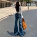 American Retro Style|Stretchy And Slimming|Women's Flared Denim Cotton Long Pants, Extra Length_mkmklike.com