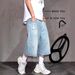 Men's Vintage Washed Denim Shorts - Relaxed Fit Straight Leg Summer Casual Shorts With Star Print_mkmklike.com