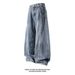 Men's Vintage Wide-Leg Jeans – Retro Blue & Black, Relaxed Fit, High Waist With Button Fly, Streetwear Essential_mkmklike.com