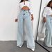 Best Selling Street Style JEANS Straight Leg Loose Versatile Wide Leg Long Jeans Washed Denim Jeans_mkmklike.com