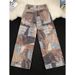 Nordic Inspired Niche Design Wide Leg Jeans, Unisex, Distressed Straight Leg Casual Trousers, Floor Length Pants._mkmklike.com