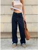 Women's Clothing Wide Leg Pants,Autumn Wear Wide Leg Jeans - High Waisted Stretch Denim Pants For Casual & Office Wear (Dark Blue, Sizes 25-32)_mkmklike.com