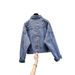 Women’s Distressed Denim Jacket – Oversized Light Blue Jean Jacket With Beaded Embroidery, Long Sleeve Casual Coat (S-2XL)_mkmklike.com