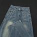 Men's Distressed Lightning Bolt Jeans – Deconstructed Blade-Cut Relaxed Fit Denim Pants With 3D Tailoring (M-3XL, Washed Blue)_mkmklike.com