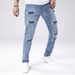 Trendy Ripped Patch Elastic Jeans For Men, Fashionable Slim Fit Casual Small Leg Pants For Men, Retro Slimming And Long Pants For Men_mkmklike.com